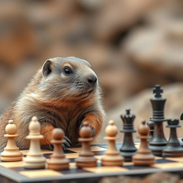 De Holmarmot speelt ook graag een spelletje schaken