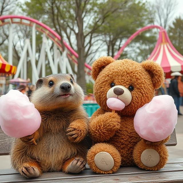 Holmarmot met suikerspin